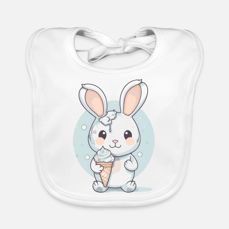 Sommerlicher Genuss: Hase mit Eis Baby Bio-Lätzchen