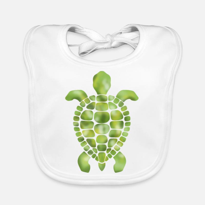 Green turtle mosaic pattern Organic Baby Bibs