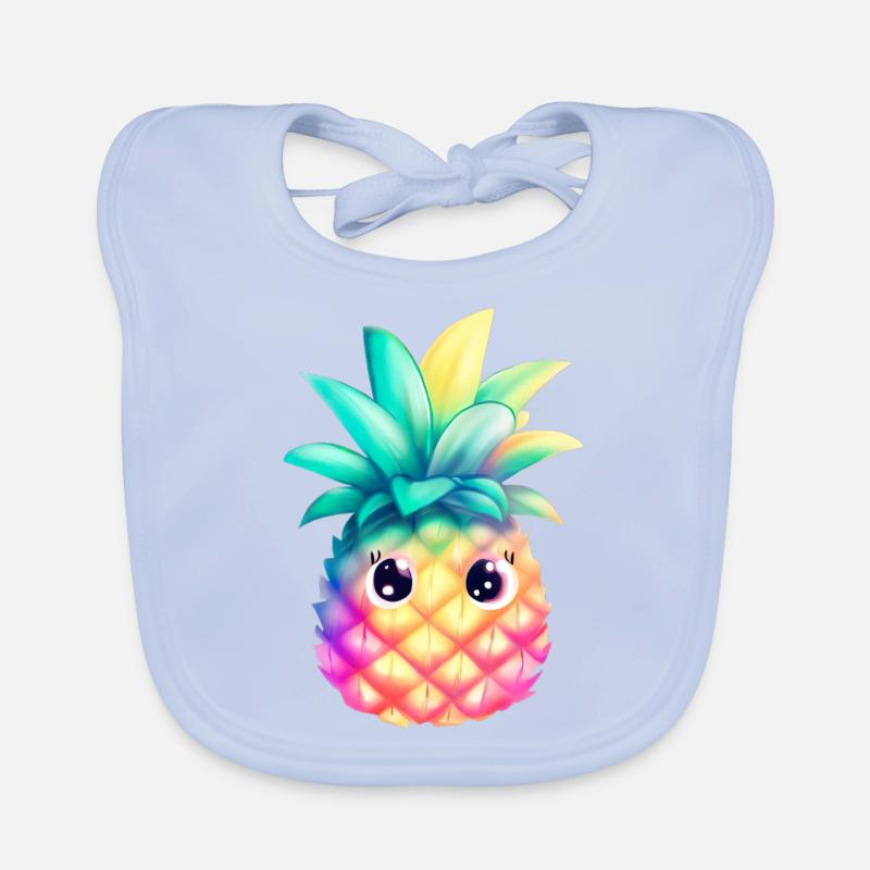 Mignon ananas coloré Fruit d’été cadeau de vacances Bavoir bio Bébé