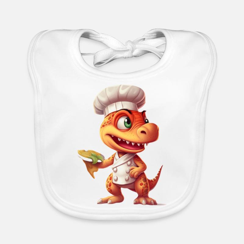 Mignon bébé Velociraptor Chef - Bavoir bio Bébé - blanc