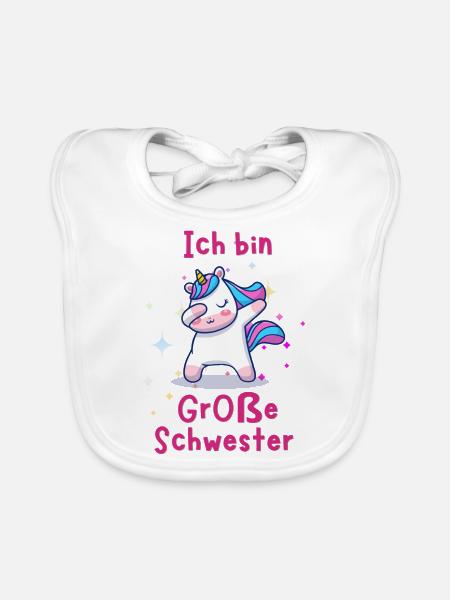 große Schwester - Baby Bio-Lätzchen - Weiß - Vorne