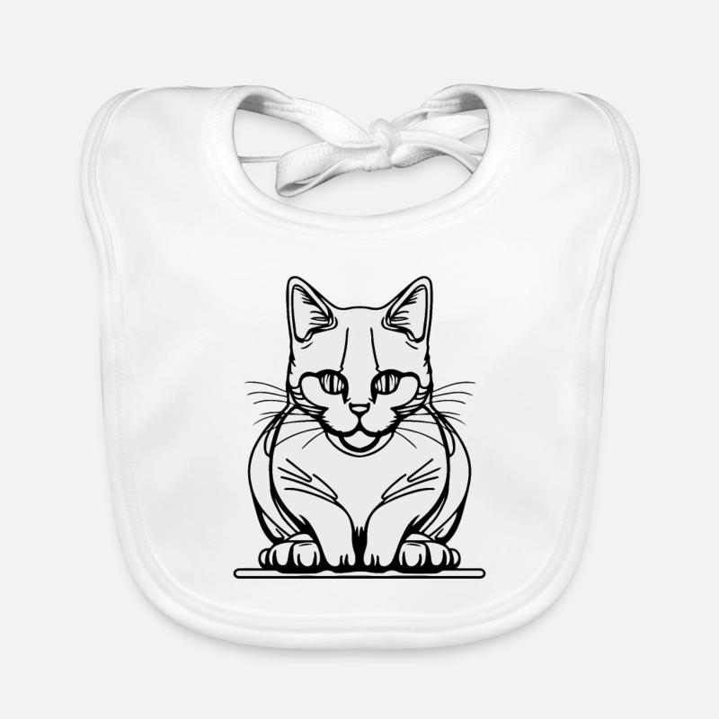 Chat assis d’une ligne Bavoir bio Bébé
