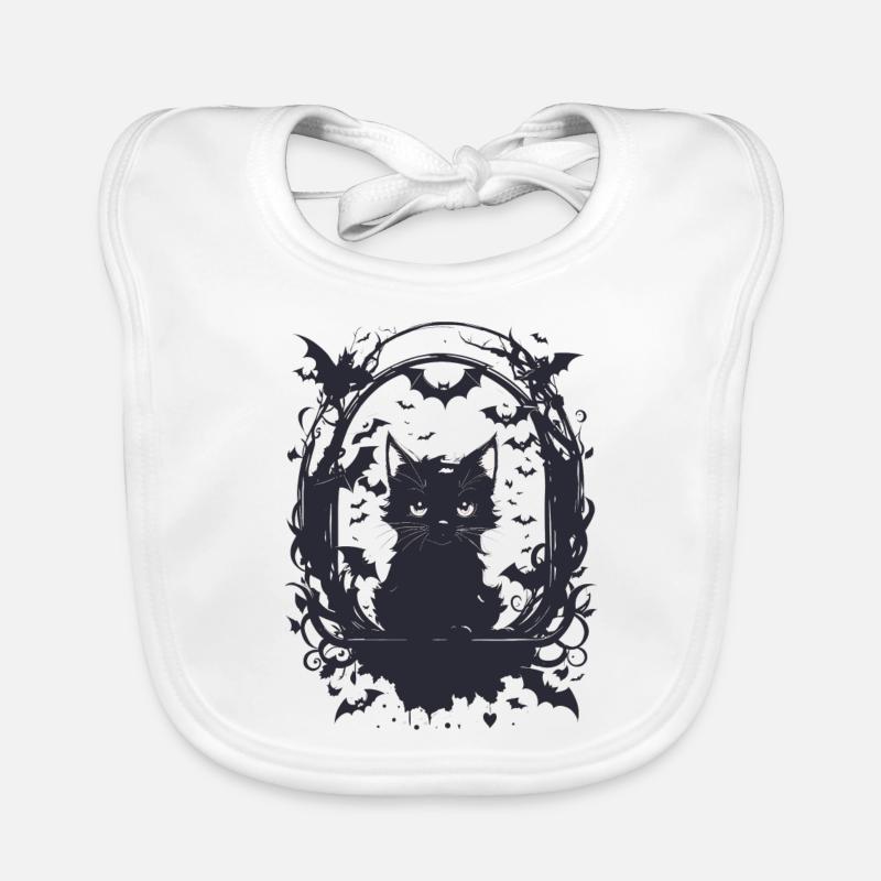 Chat Helloween Halloween Bat Bavoir bio Bébé
