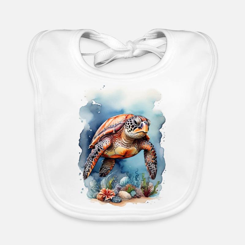 Sea's turtle under water Organic Baby Bibs