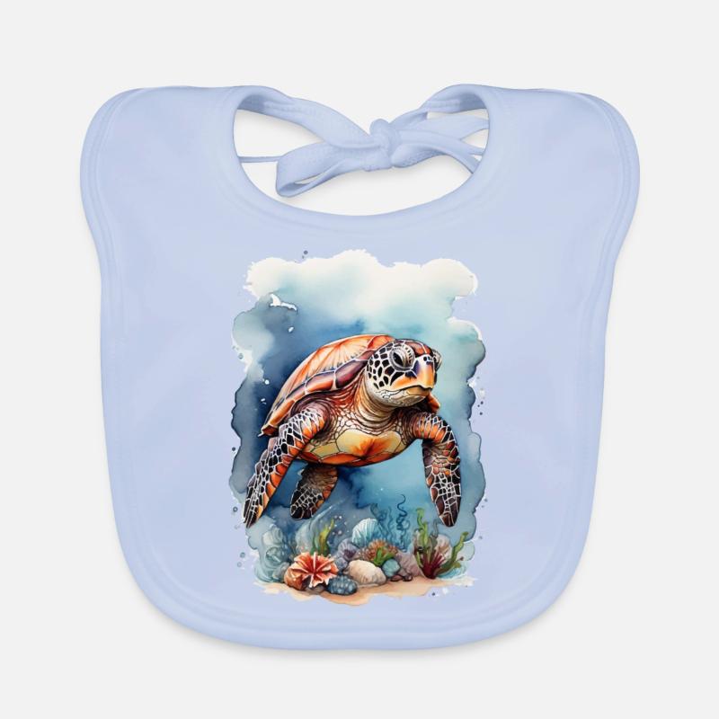 Sea's turtle under water Organic Baby Bibs