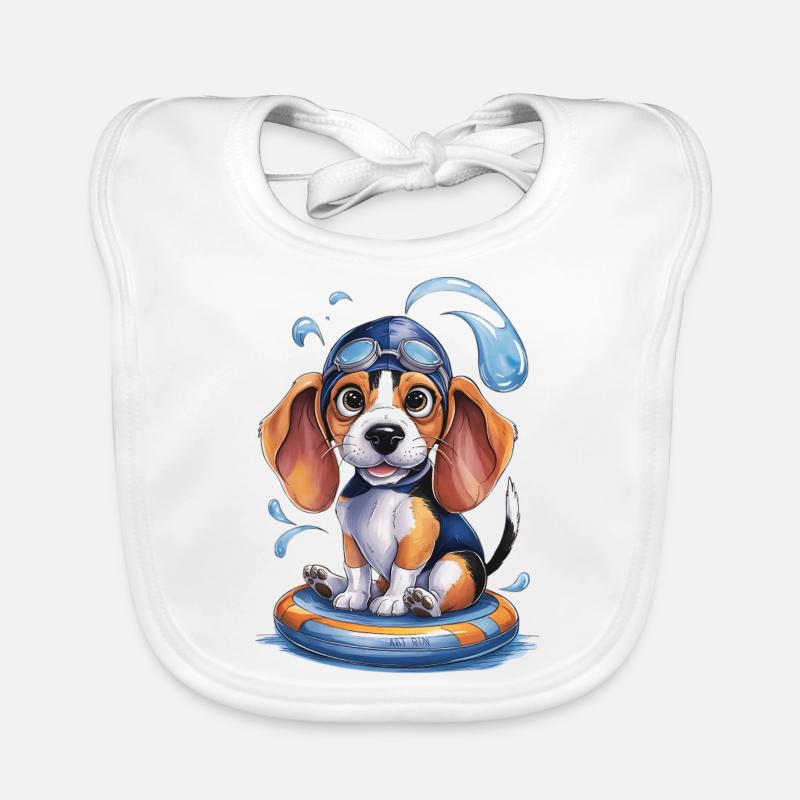 Chiot nageur à l’aventure ! Bavoir bio Bébé