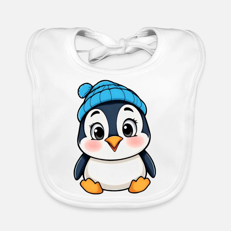 pingouin de dessin animé joyeux en bonnet bleu Bavoir bio Bébé