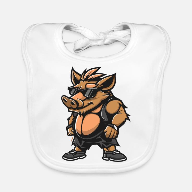 Pig Comic Cool Boar Organic Baby Bibs