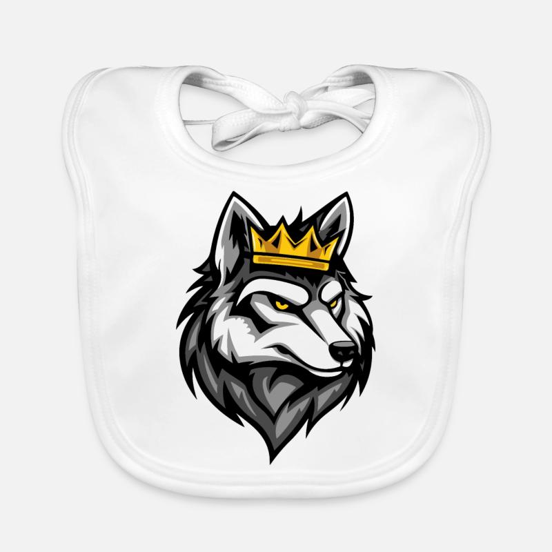 Couronne de dessin animé de loup - Bavoir bio Bébé - blanc