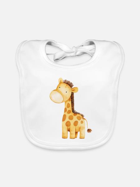 Giraffe Illustration Watercolour - Baby Bio-Lätzchen - Weiß - Vorne