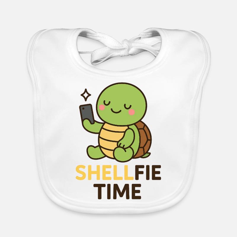 Shellfie Time - Selfie de tortue mignonne Bavoir bio Bébé