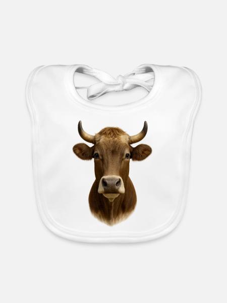 The most beautiful cow - Organic Baby Bibs - white - Front