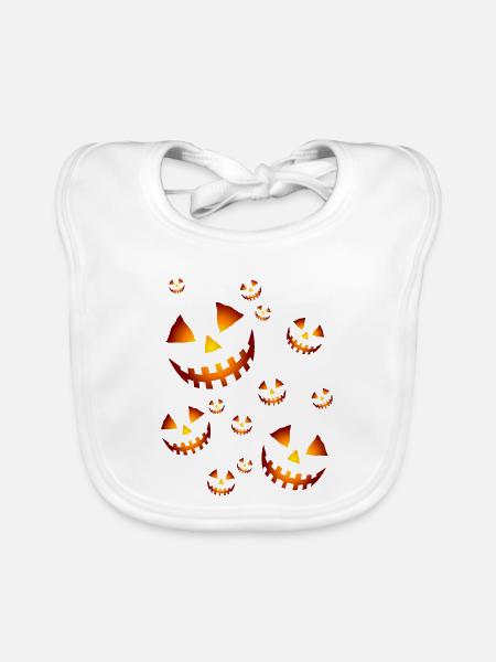 The pumpkins in the night - Organic Baby Bibs - white