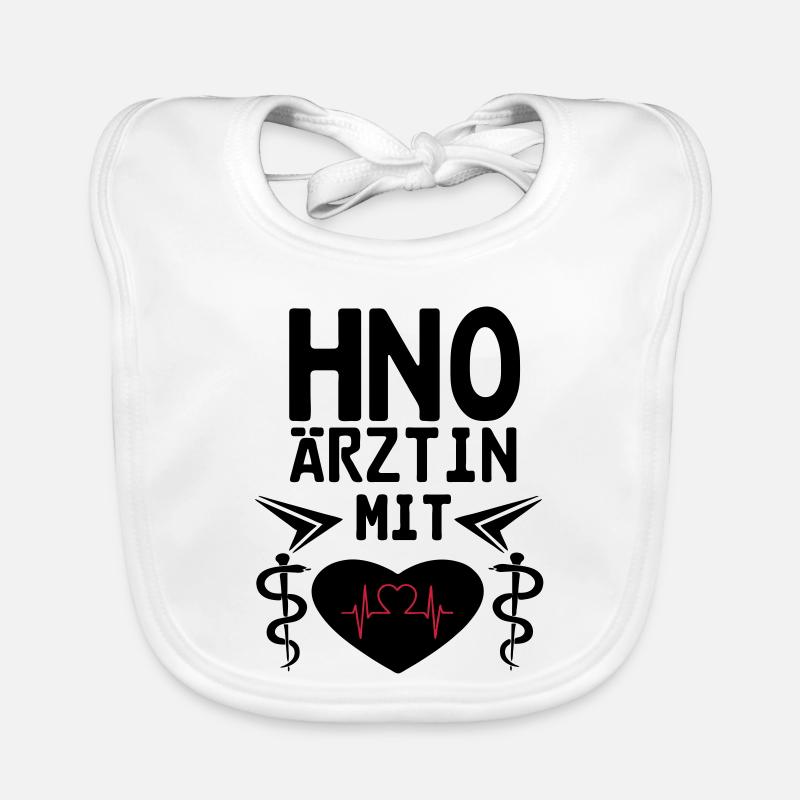 HNO Ärztin mit Herz Geschenk - Baby Bio-Lätzchen - Weiß
