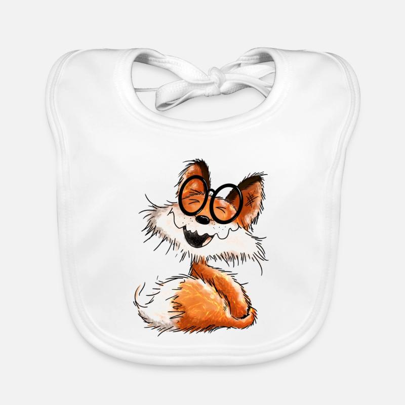 Niedlicher kleiner Schlaufuchs mit Brille - Fuchs - Baby Bio-Lätzchen - Weiß