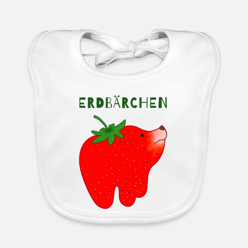 Erdbärchen Cartoon-Motiv - Baby Bio-Lätzchen - Weiß