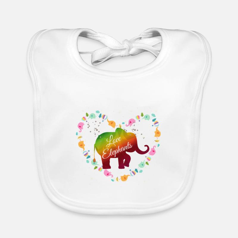 Conception du cœur d’éléphant arc-en-ciel Bavoir bio Bébé
