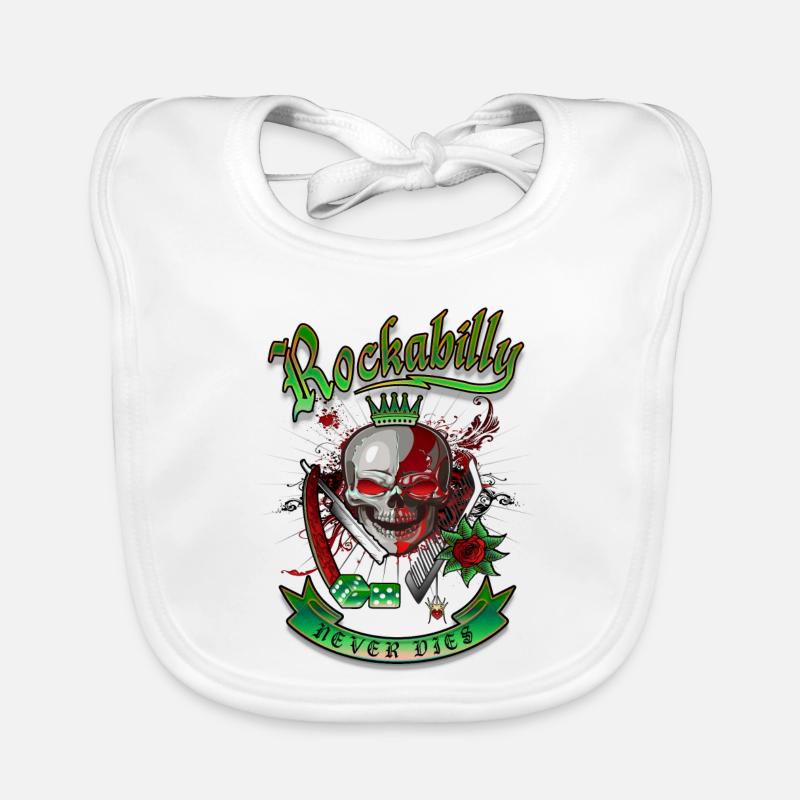 Rockabilly Skull - Bavoir bio Bébé - blanc