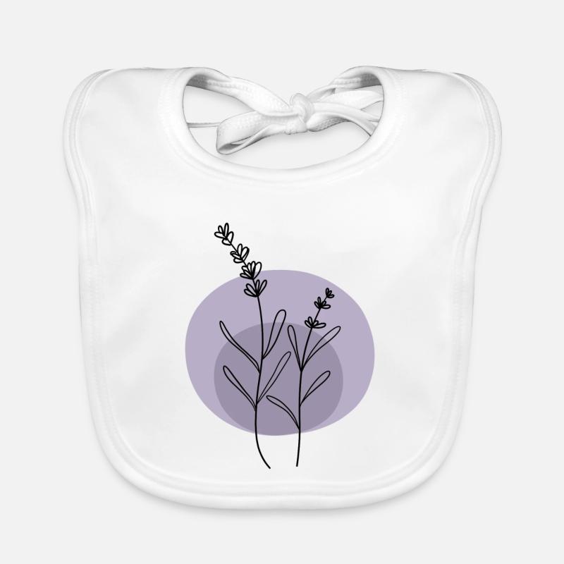 Lavande noir violet - Bavoir bio Bébé - blanc
