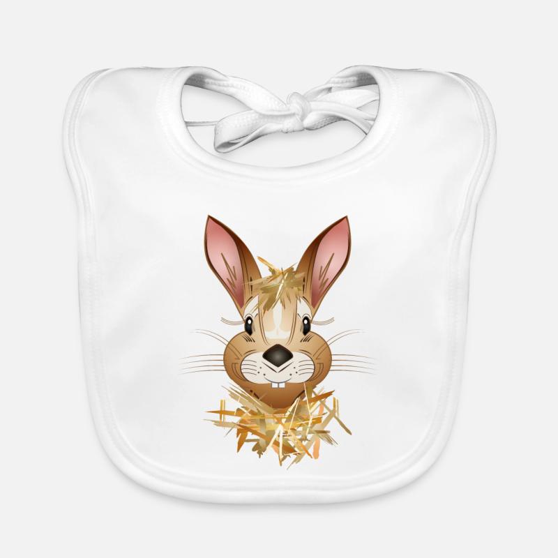 funny rabbit hides in the straw Organic Baby Bibs