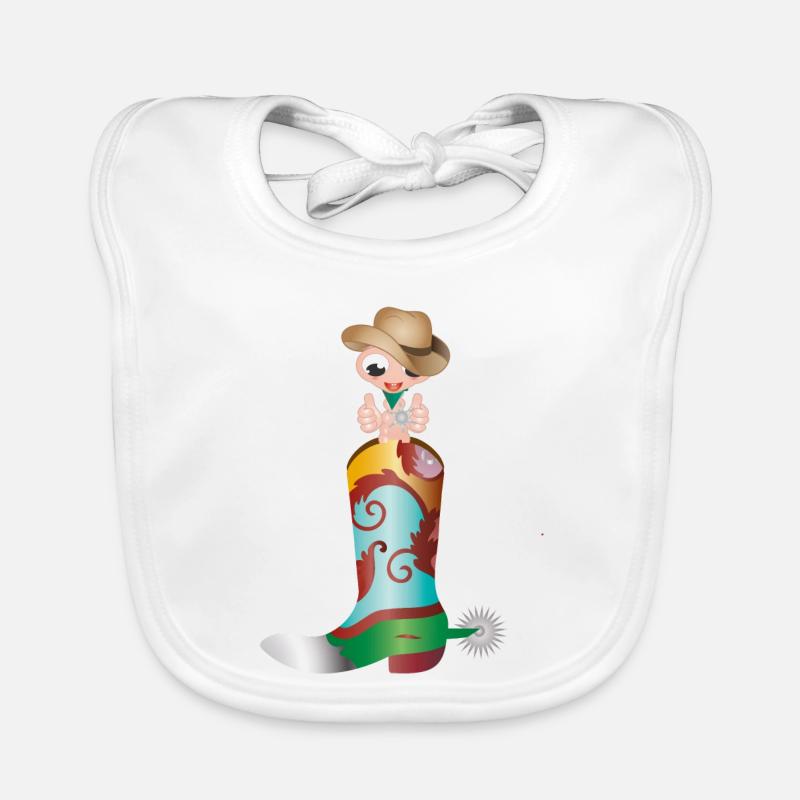 petit ver de terre comme cow-boy dans une botte occidentale Bavoir bio Bébé