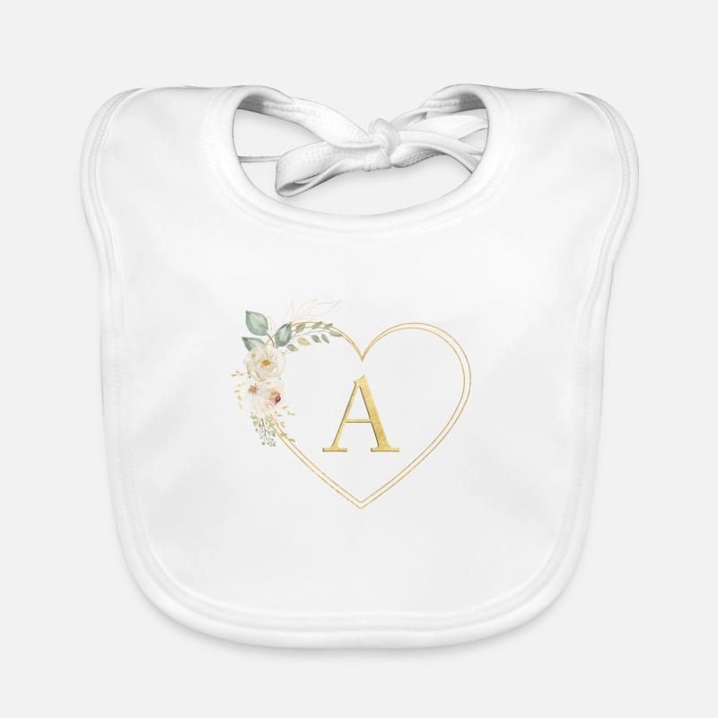 Cœur personnalisable Monogramme A - Bavoir bio Bébé - blanc