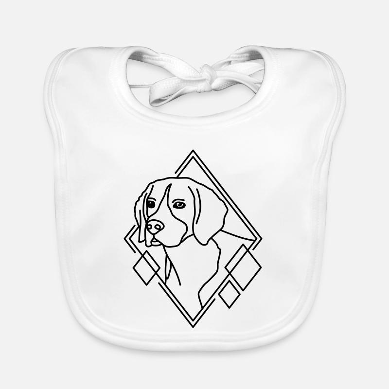 Beagle in Geometric Shape - Line Art Design Organic Baby Bibs