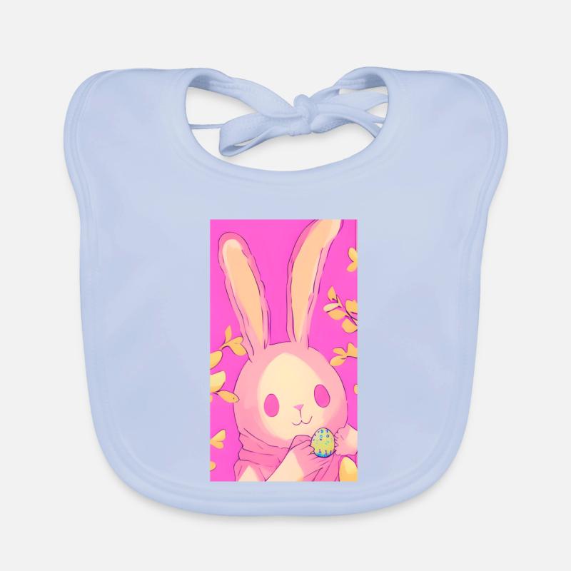 Pastel Easter Bunny Pink Easter Egg Organic Baby Bibs