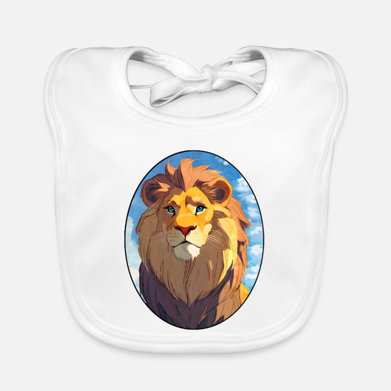 Löwe mit blauen Augen (Oval) Baby Bio-Lätzchen