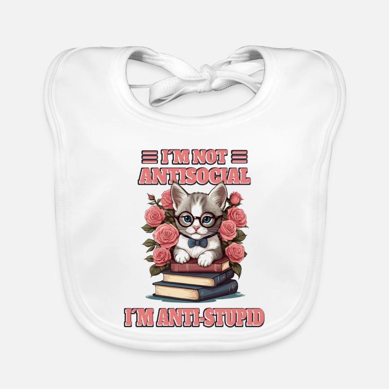 Schlaue Katze mit Lesebrille Baby Bio-Lätzchen