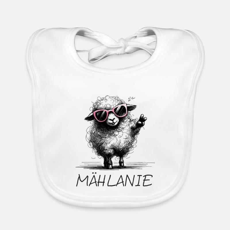 mählanie melanie meli melli schaf name lustig2 - Baby Bio-Lätzchen - Weiß