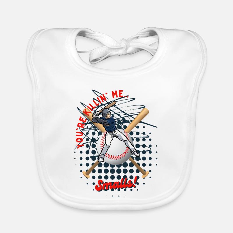 Baseball-Teig mit verspieltem Text - Baby Bio-Lätzchen - Weiß
