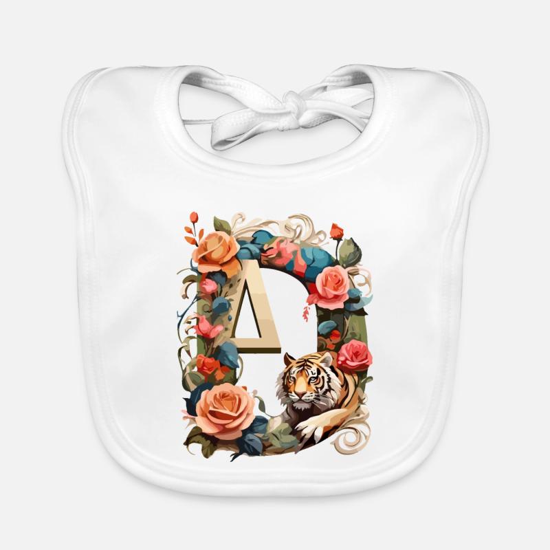 Tiger and Flowers Ring Organic Baby Bibs