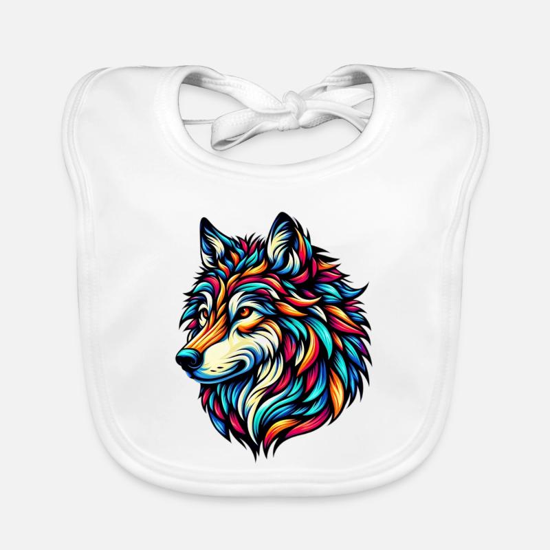 Wolf - Baby Bio-Lätzchen - Weiß