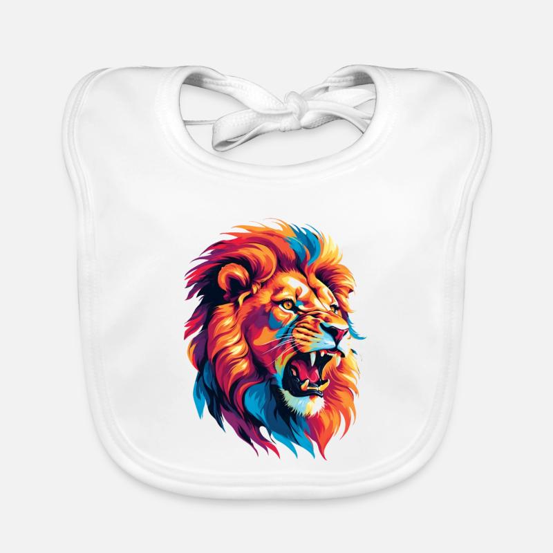 Lion multicolore Bavoir bio Bébé