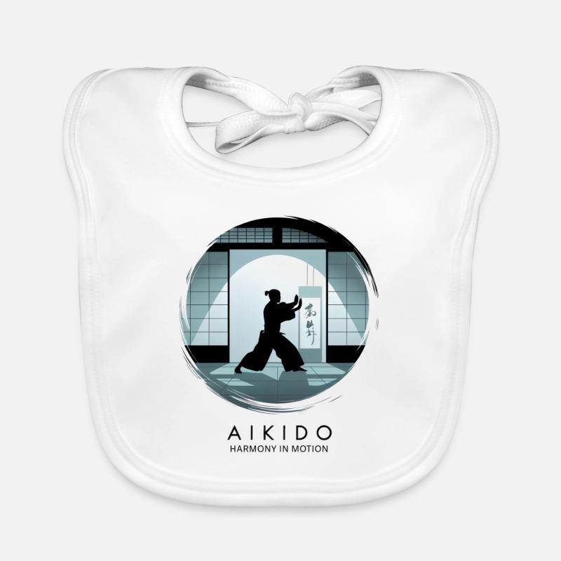 Aïkido - Harmonie dans le mouvement et force dans l’équilibre - Bavoir bio Bébé - blanc