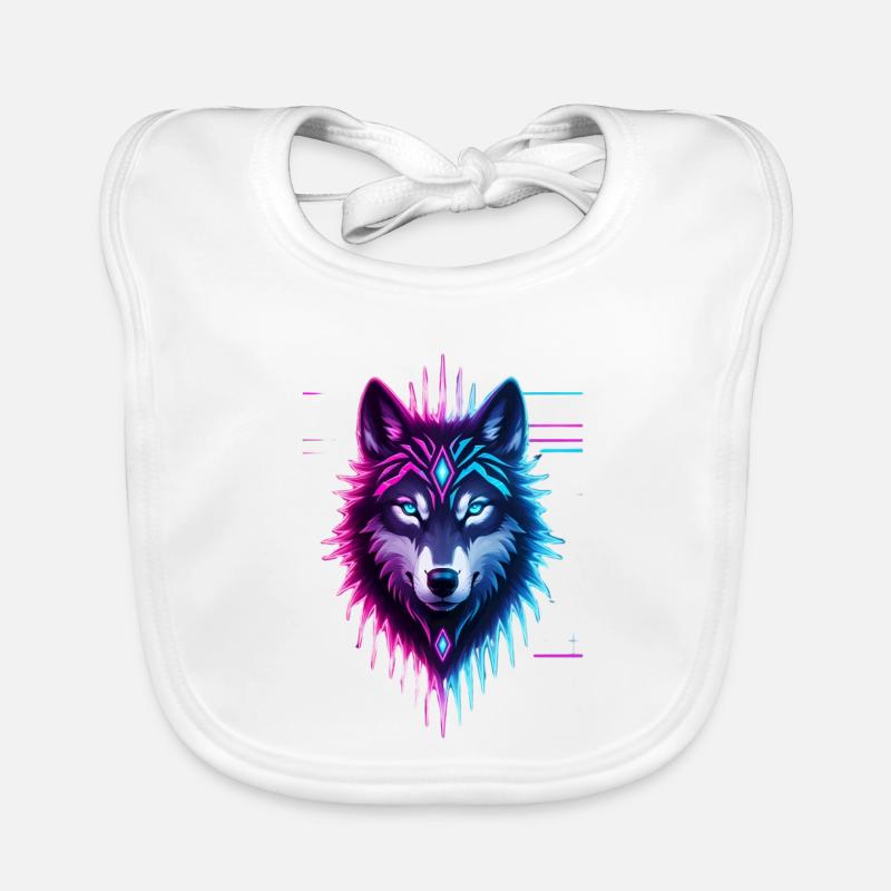 Neon Wolf Crystal Crown Organic Baby Bibs