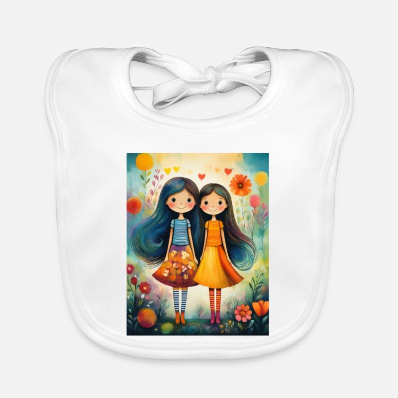 Lächelnde Mädchen mit Blumendekor Baby Bio-Lätzchen