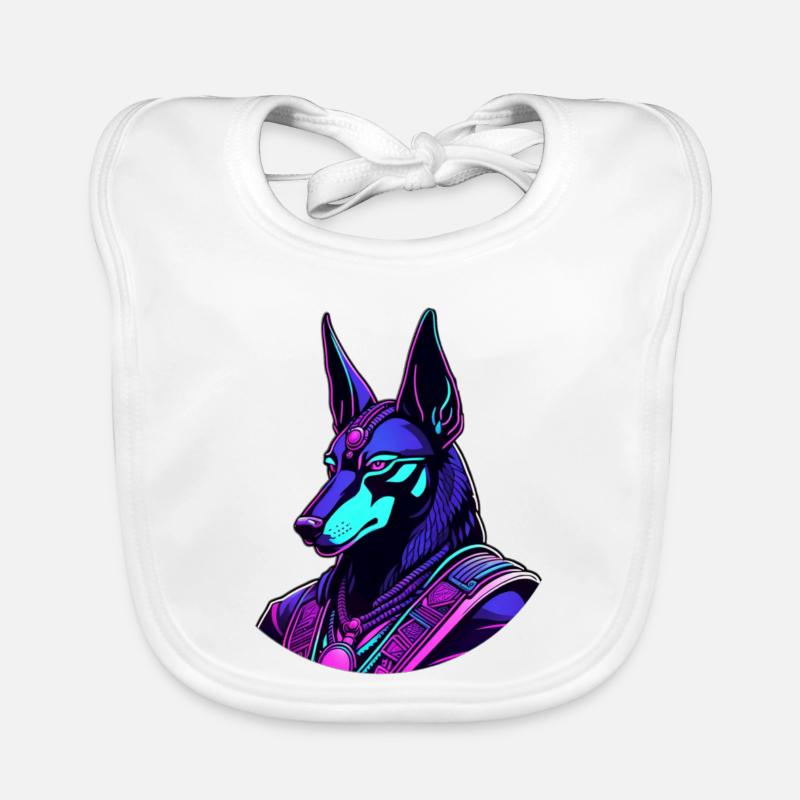 Futuristic Anubis in neon look Organic Baby Bibs