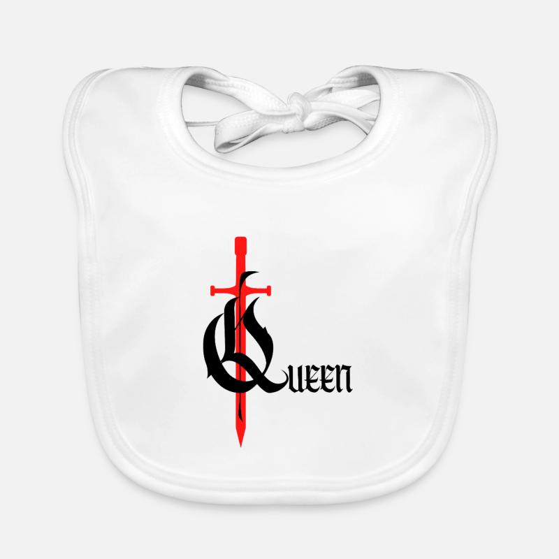Gothic Queen Design mit Schwert mit schwarzem Text Baby Bio-Lätzchen