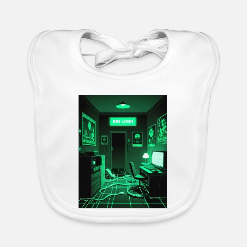 Neon Cyberpunk Gaming Room Organic Baby Bibs