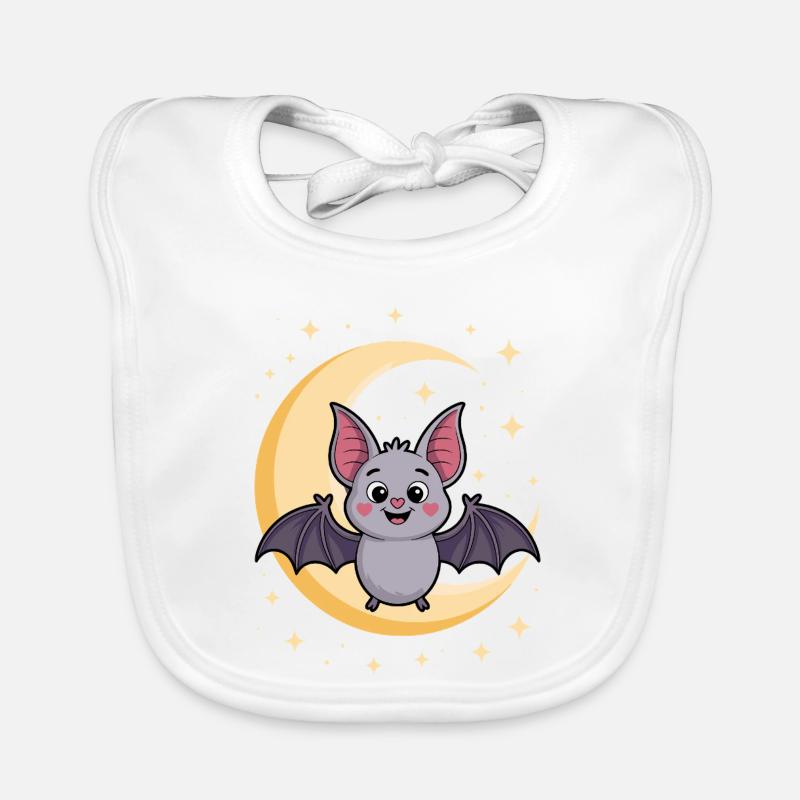 Motif de chat chauve-souris nocturne - Bavoir bio Bébé - blanc