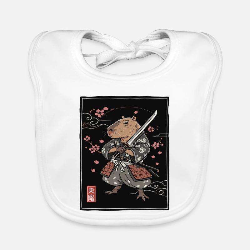 Samurai Ferret Illustration Organic Baby Bibs