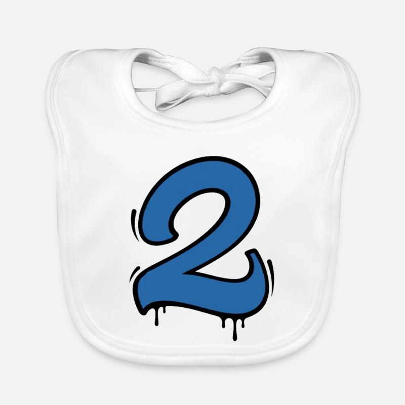 Graffiti Number 2 Blue Organic Baby Bibs