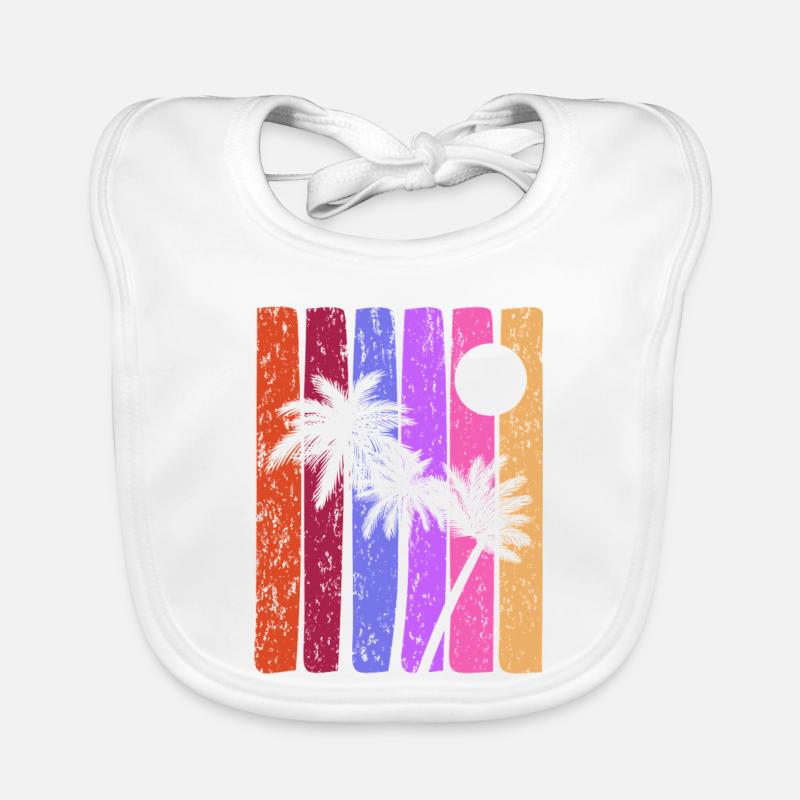 Rayures tropicales coucher de soleil - Bavoir bio Bébé - blanc