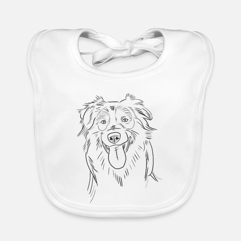 Lustige Australian Shepherd Aussie Skizze Strichkunst Baby Bio-Lätzchen