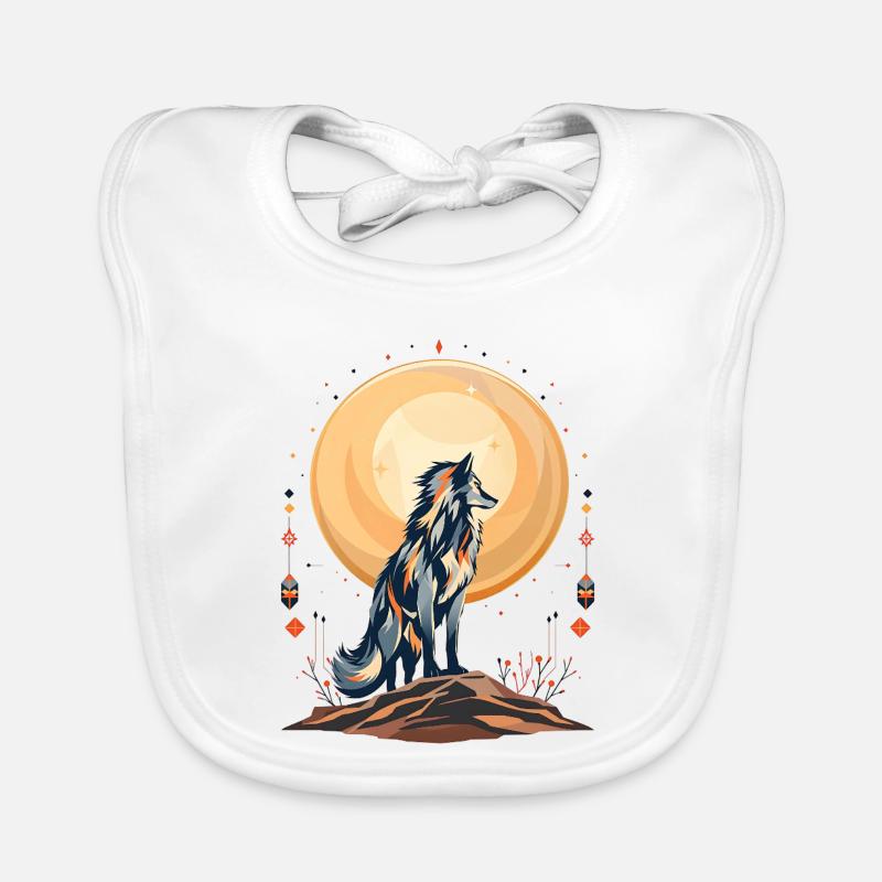 Boho Wolf - Baby Bio-Lätzchen - Weiß