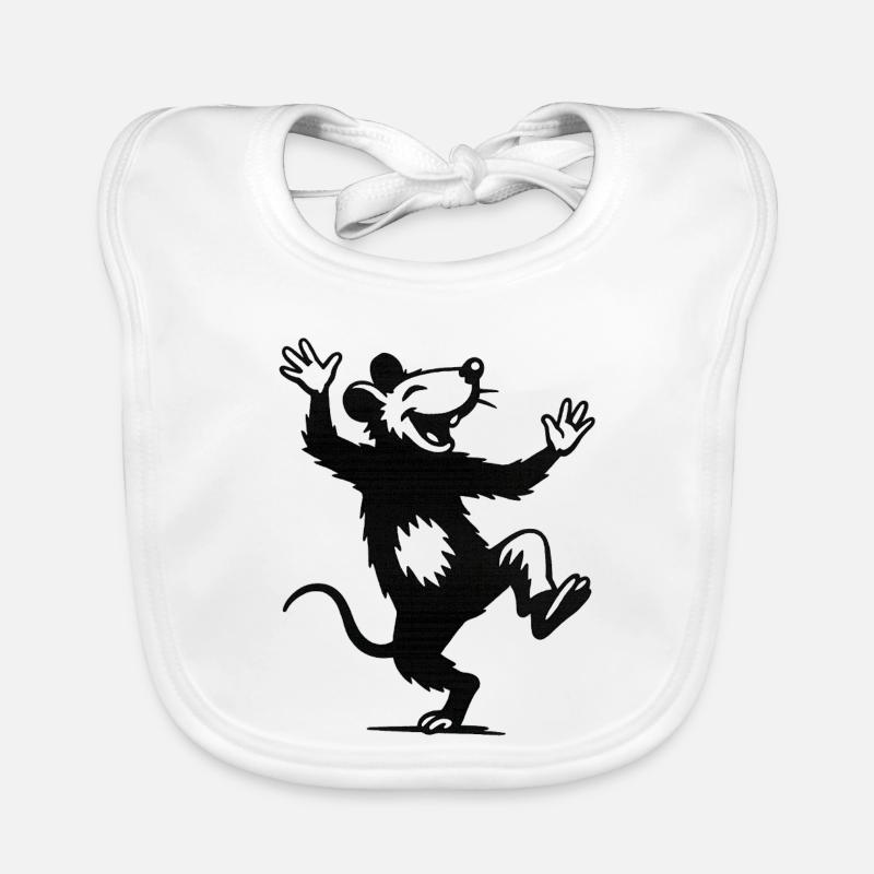 Cheerful dancing mouse Organic Baby Bibs