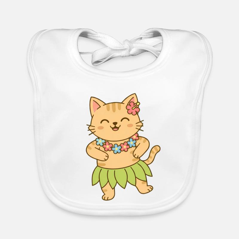 Chat à Hawaï Bavoir bio Bébé