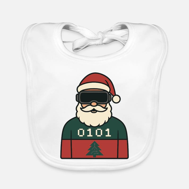 Cyber Santa VR Conception de Noël - Bavoir bio Bébé - blanc